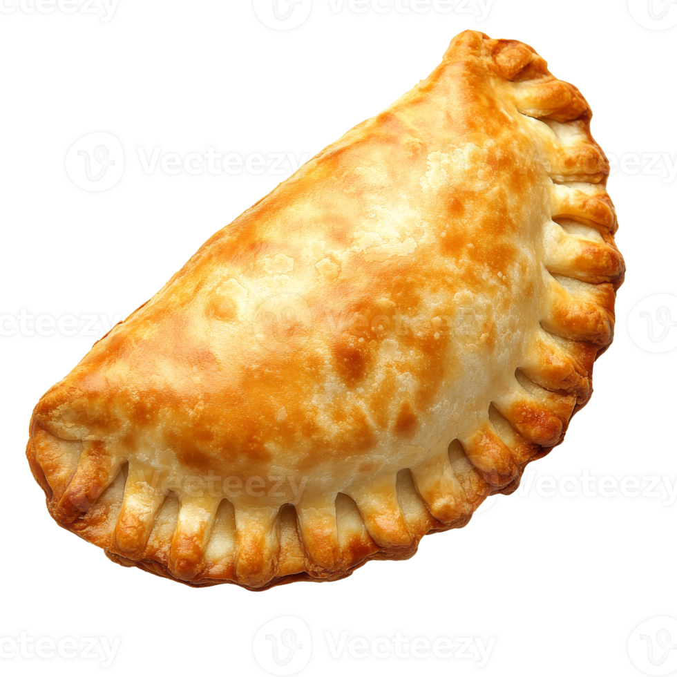Golden empanada on white background png