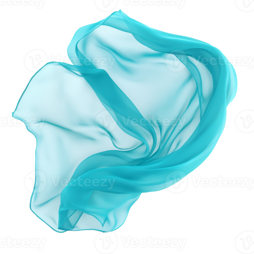 Flowing turquoise fabric drifting in the air png