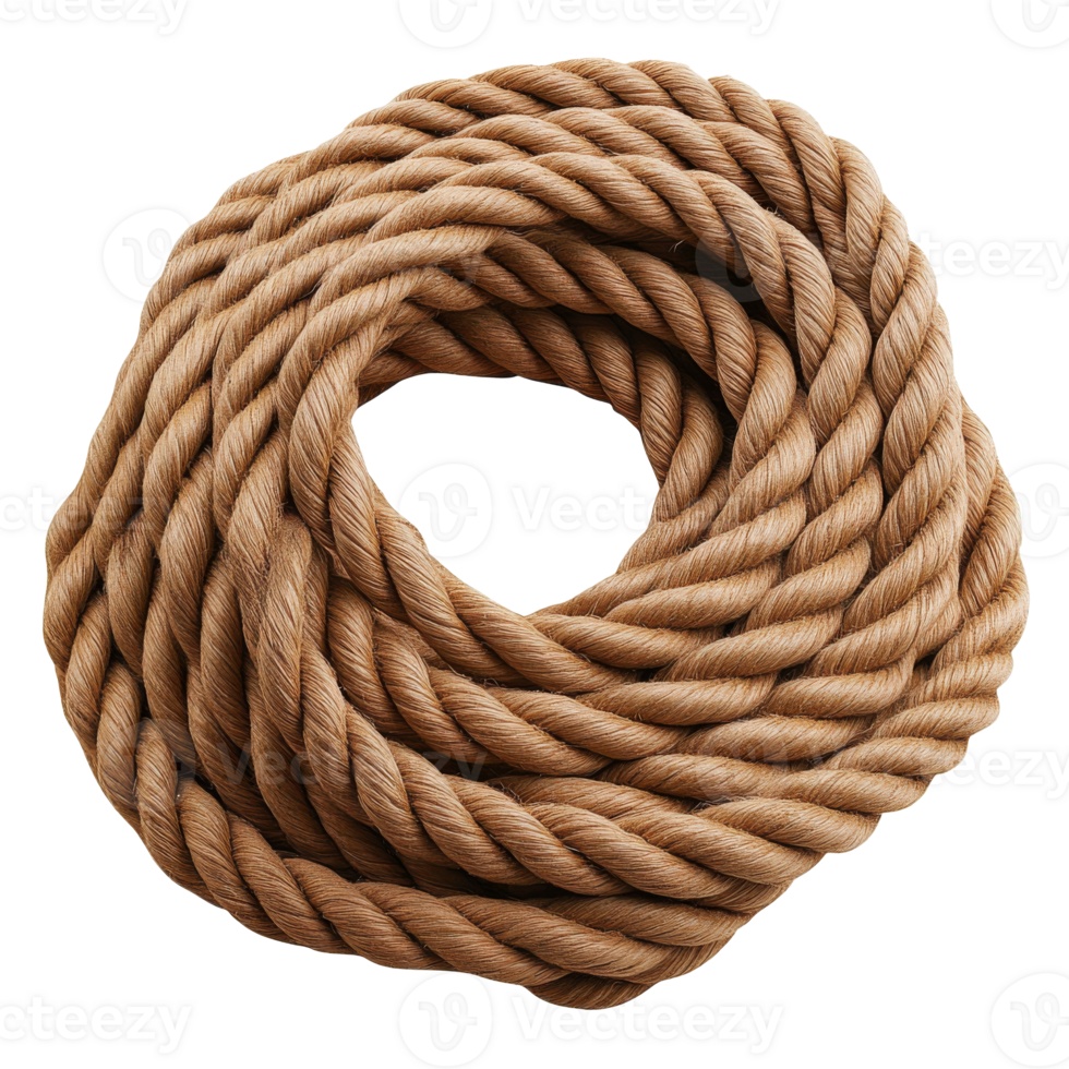 Coiled natural fiber rope on a plain background png