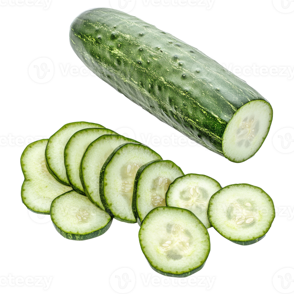 Fresh cucumber sliced on a white background png