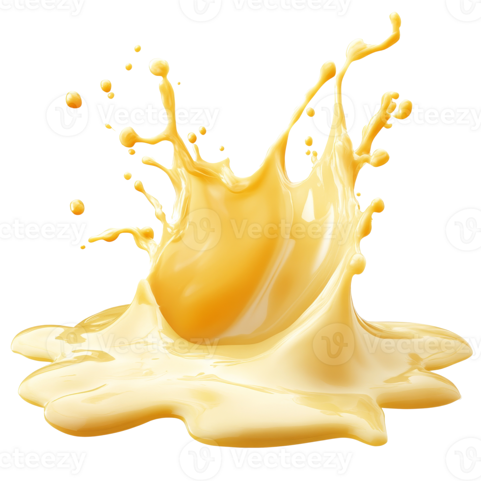 Yellow liquid splashes on white background png
