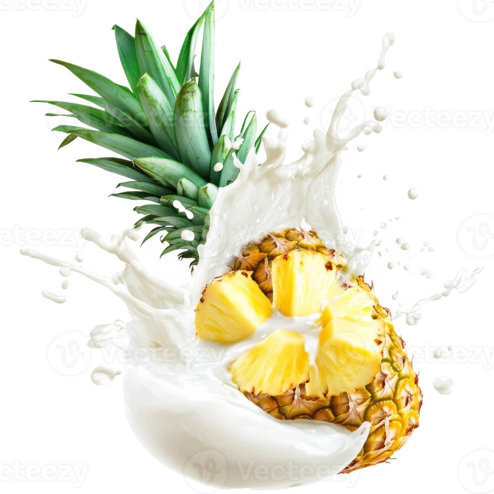 Pineapple in coconut milk for summer png