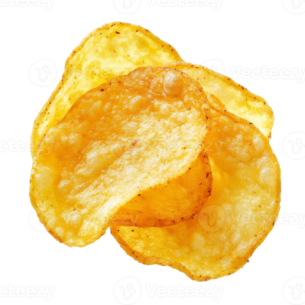 Crispy potato chips arranged in a tasty stack png