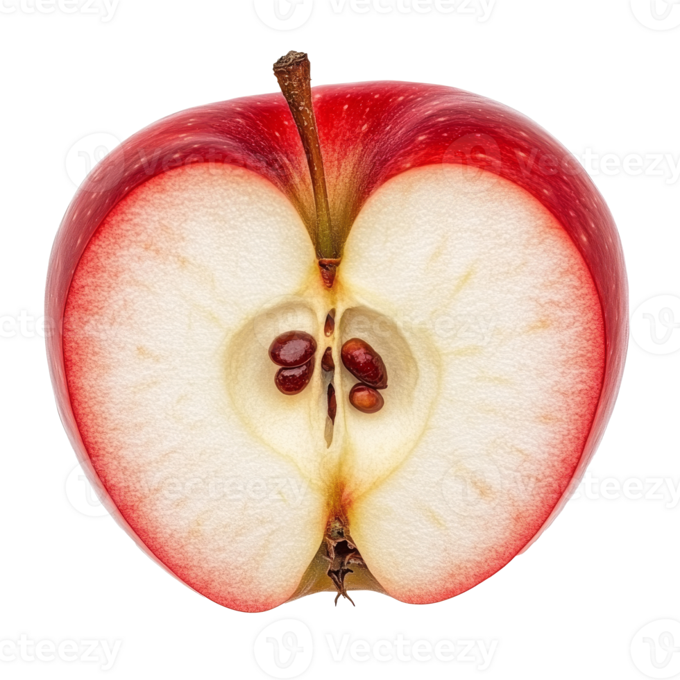 Cut apple shows heart shaped core png