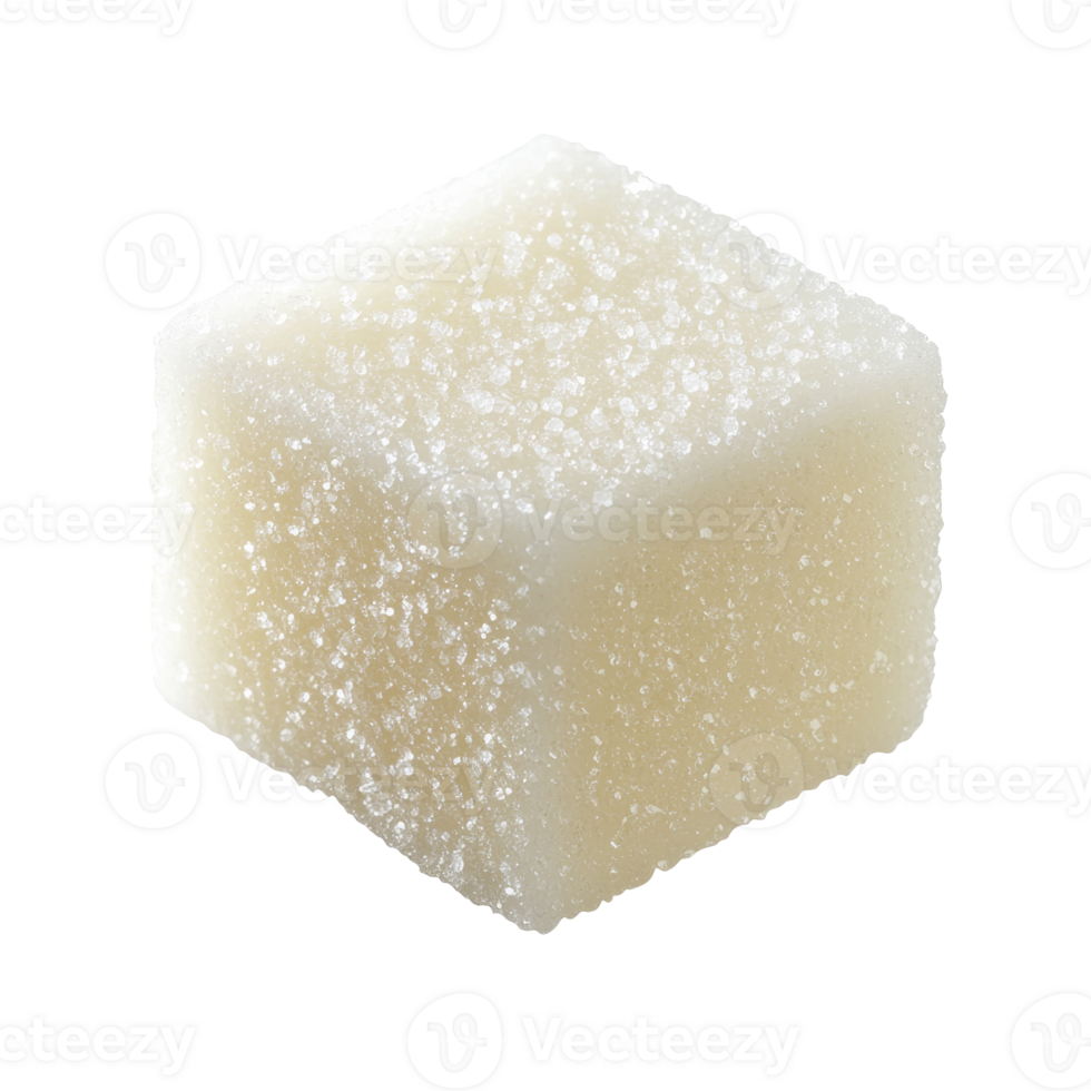 A sugar cube resting on a white surface png
