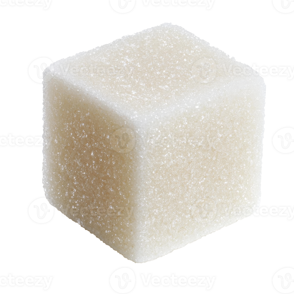 Single white sugar cube on a clean surface png