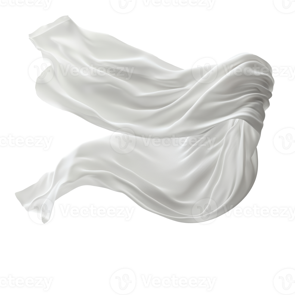 Flowing white fabric draped elegantly in the wind png