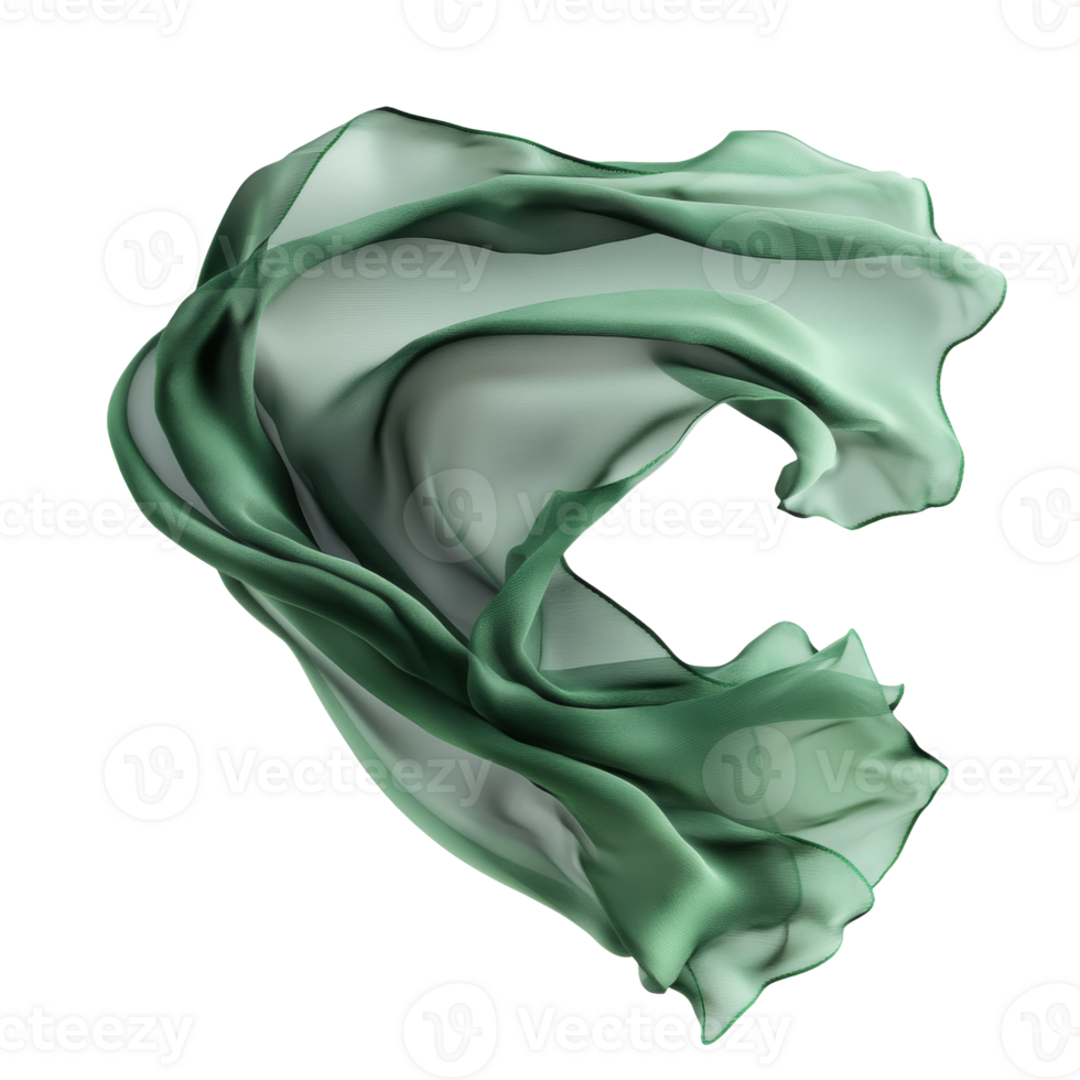 Graceful sheer green fabric in motion png