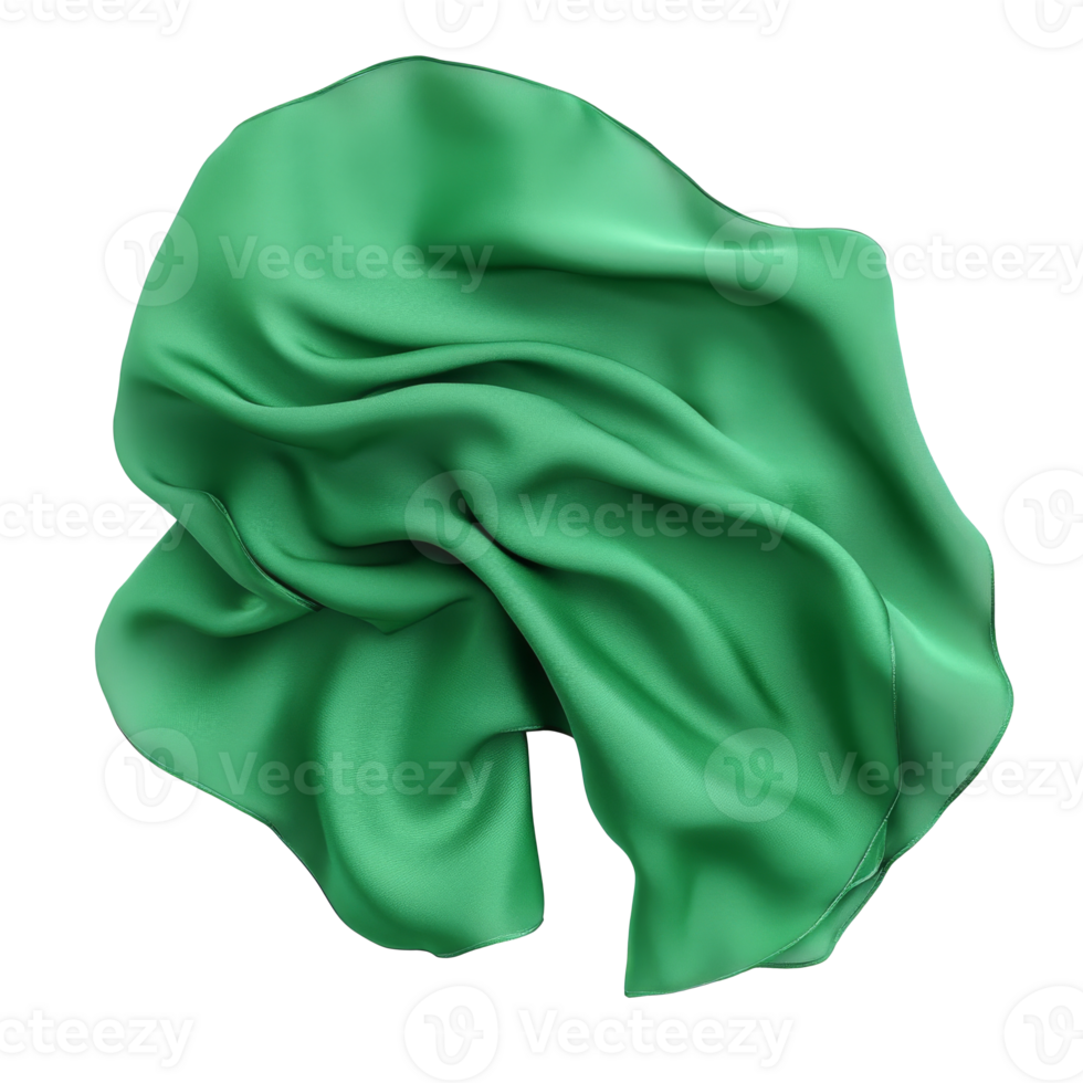 Green fabric draped elegantly on a soft surface png