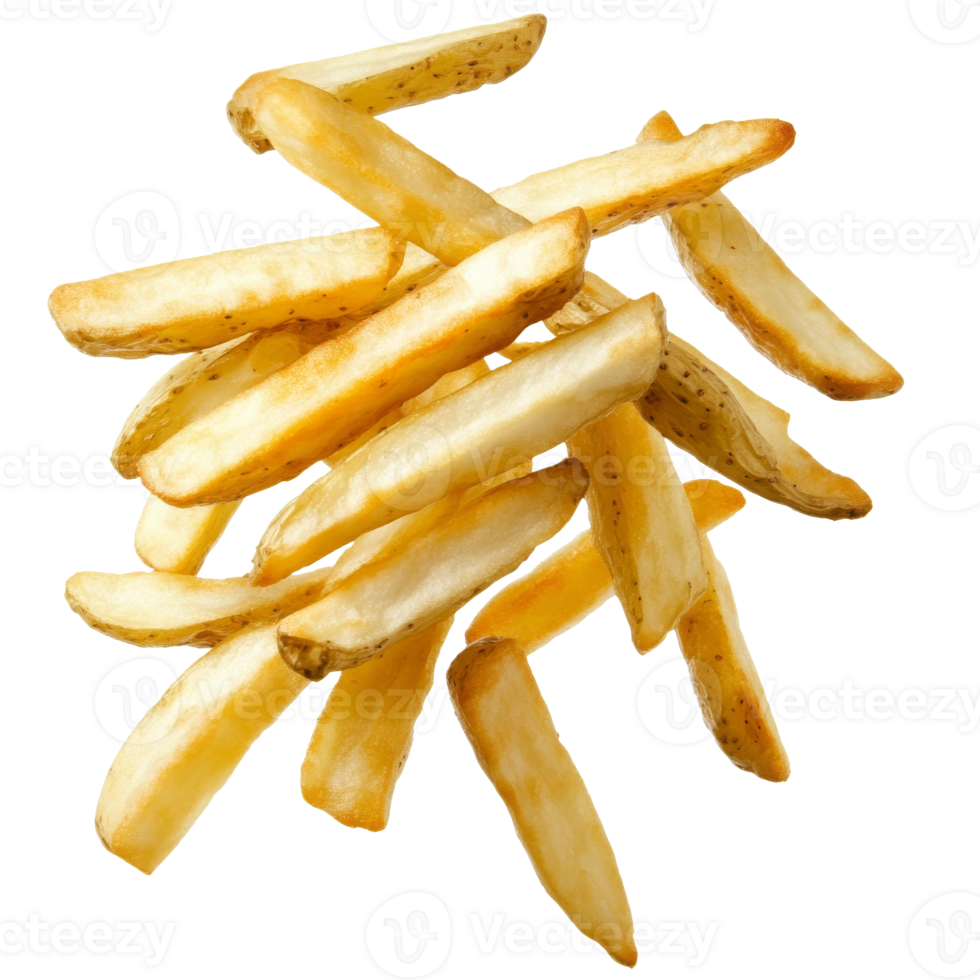 Crispy golden fries stacked enticingly png