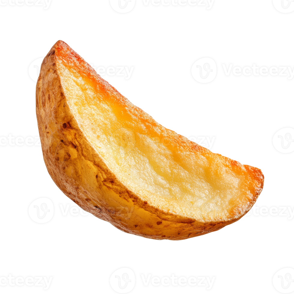 Crispy golden potato wedge on a plain background png