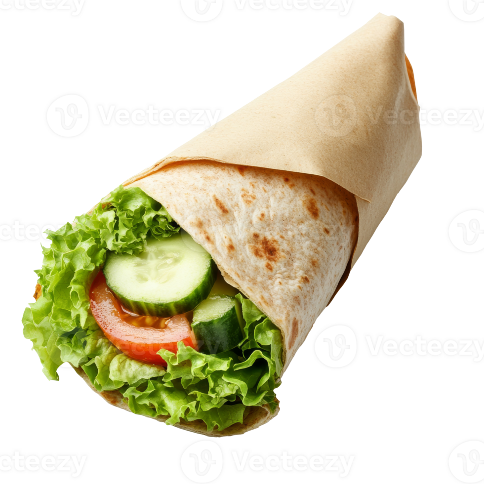 Fresh vegetable wrap with lettuce and cucumbers png