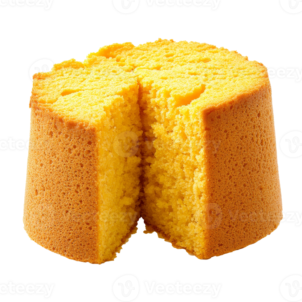 Yellow cake with a neat slice taken out of it png