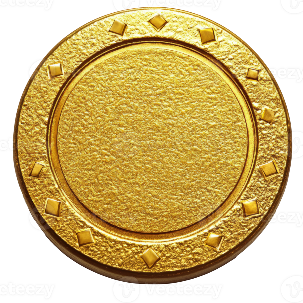 Intricate decorative gold coin png