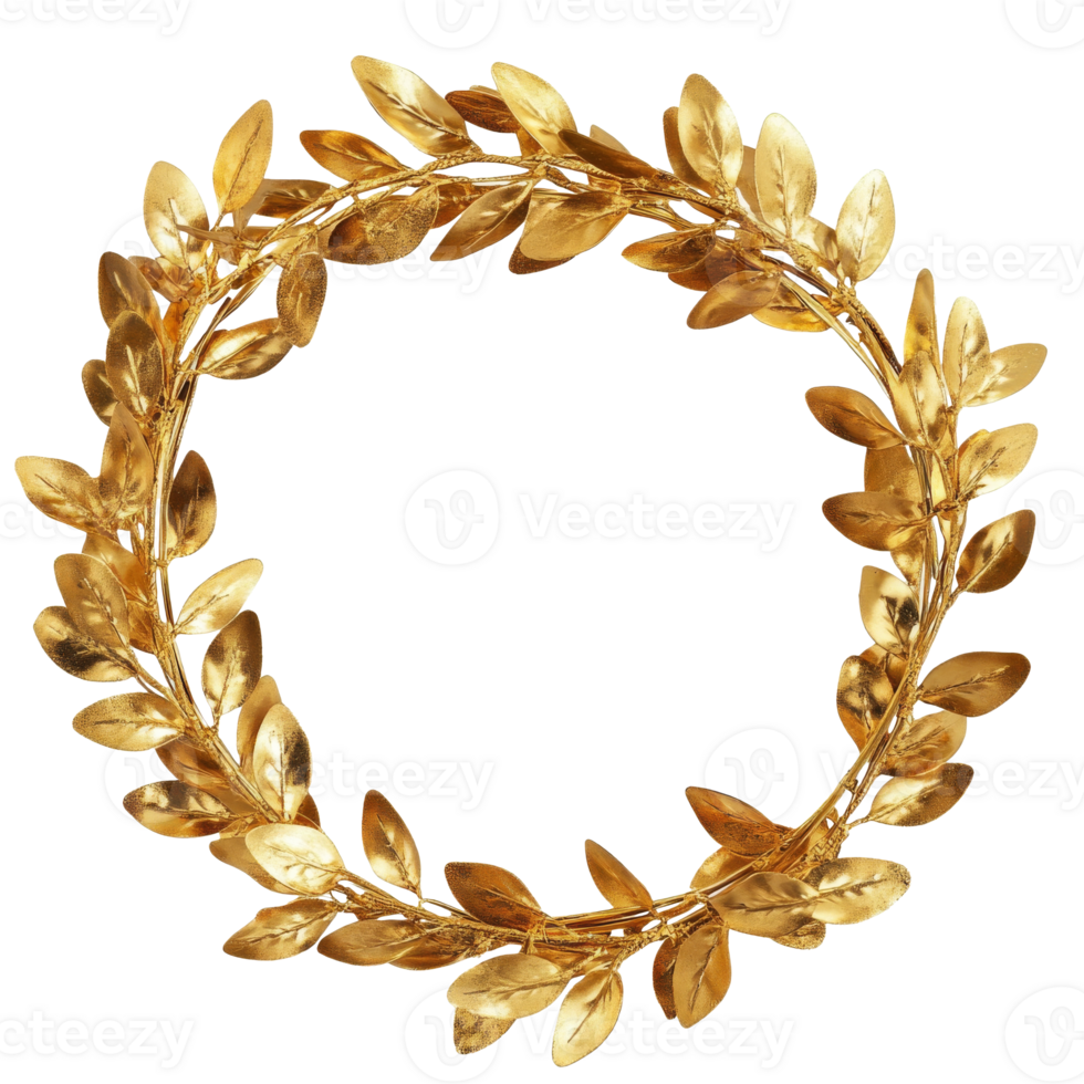 Golden laurel wreath with intricate leaf design png