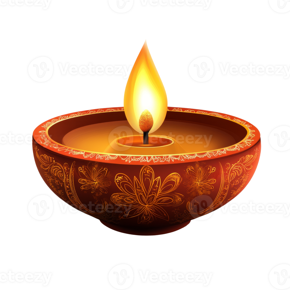 Decorative oil lamp glowing warmly in dim light png