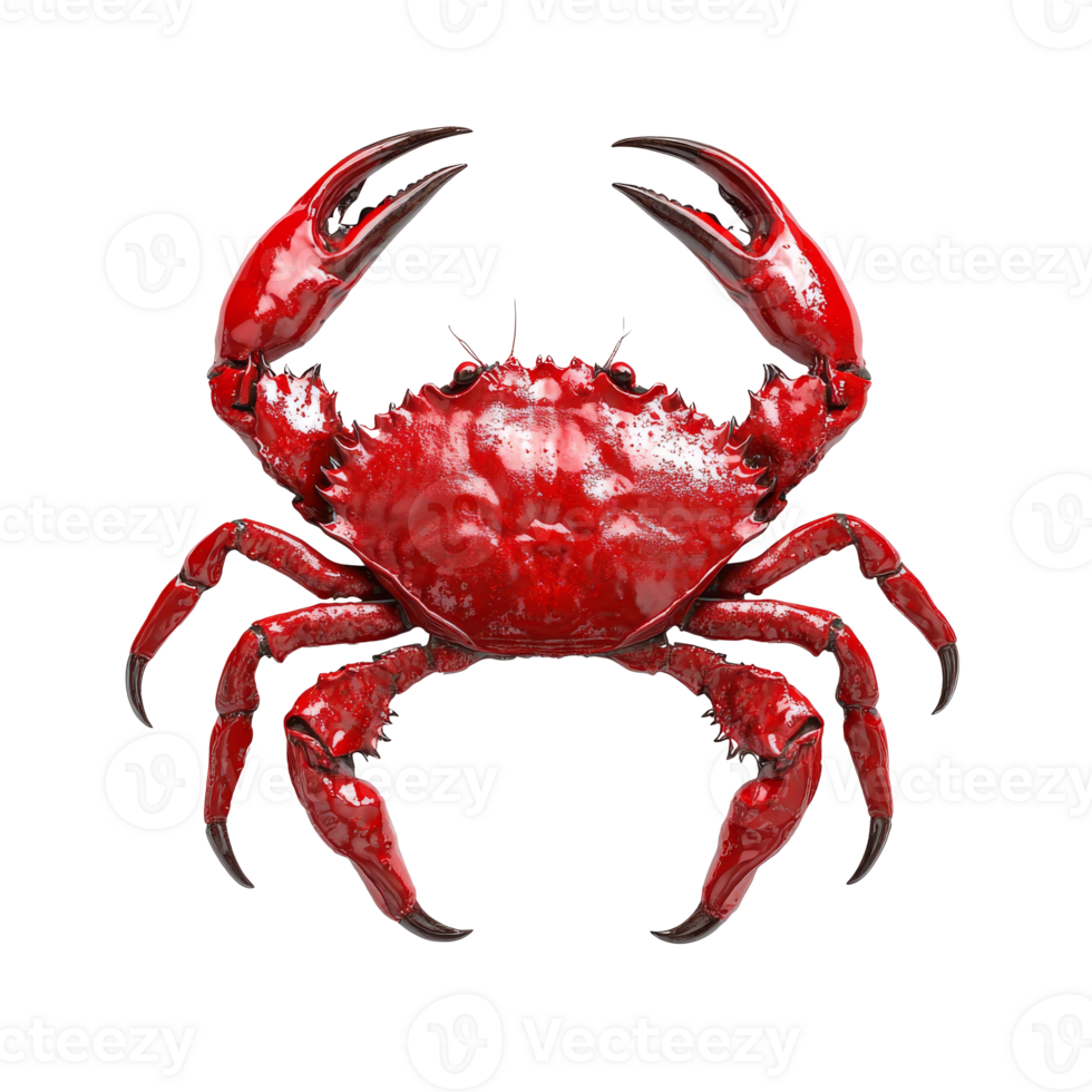 Bright red crab displayed on a white background png