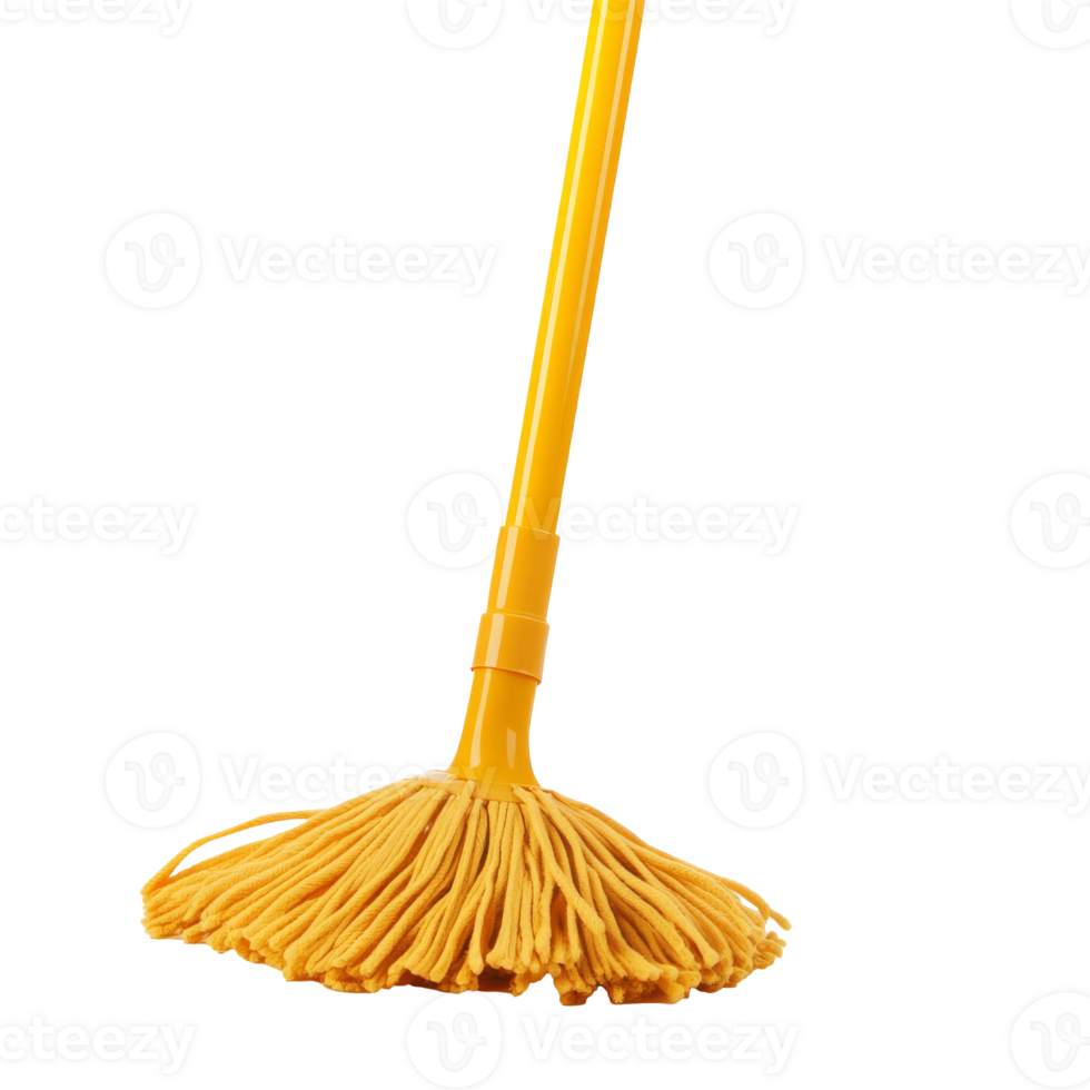 Bright yellow mop ready for cleaning tasks indoors png
