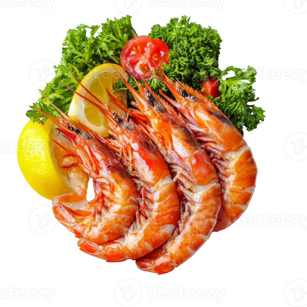 Shrimp with lemon and greens displayed png