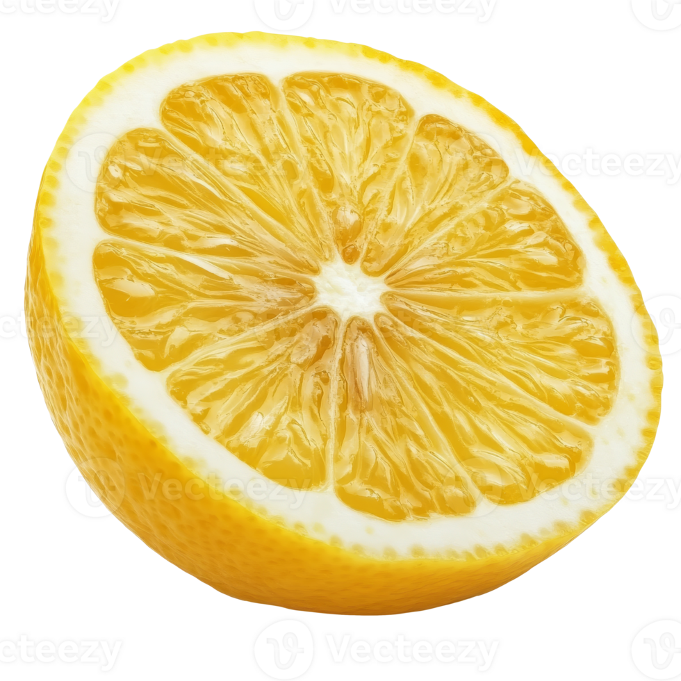 Freshly cut lemon revealing juicy inner texture png