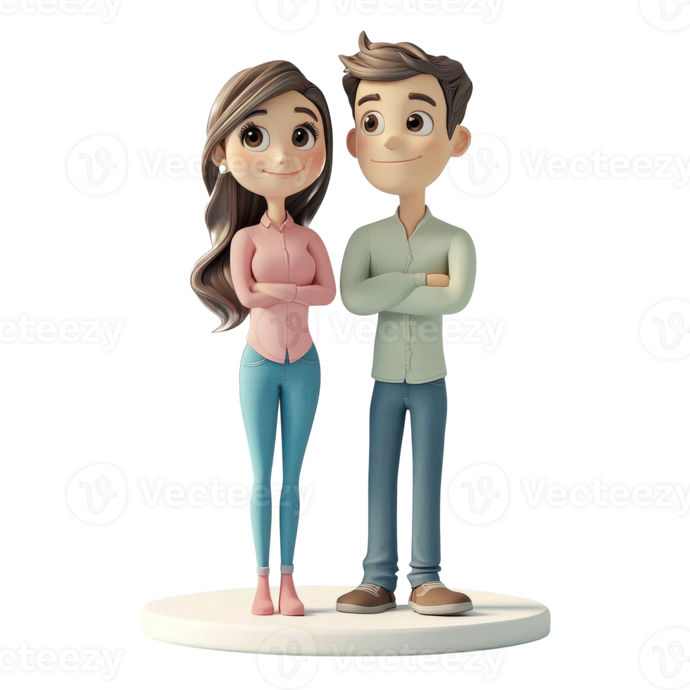 Couple figurine standing together on a white base png