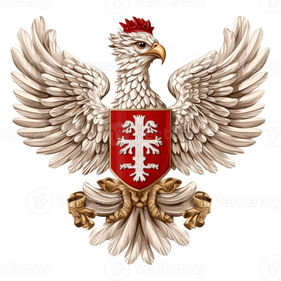 Artistic eagle emblem with shield png