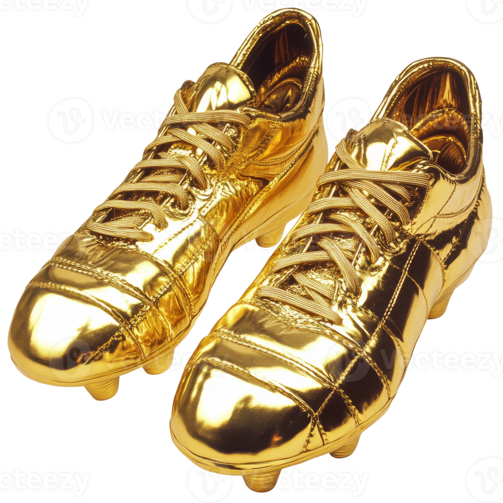 Golden soccer cleats on a white background png