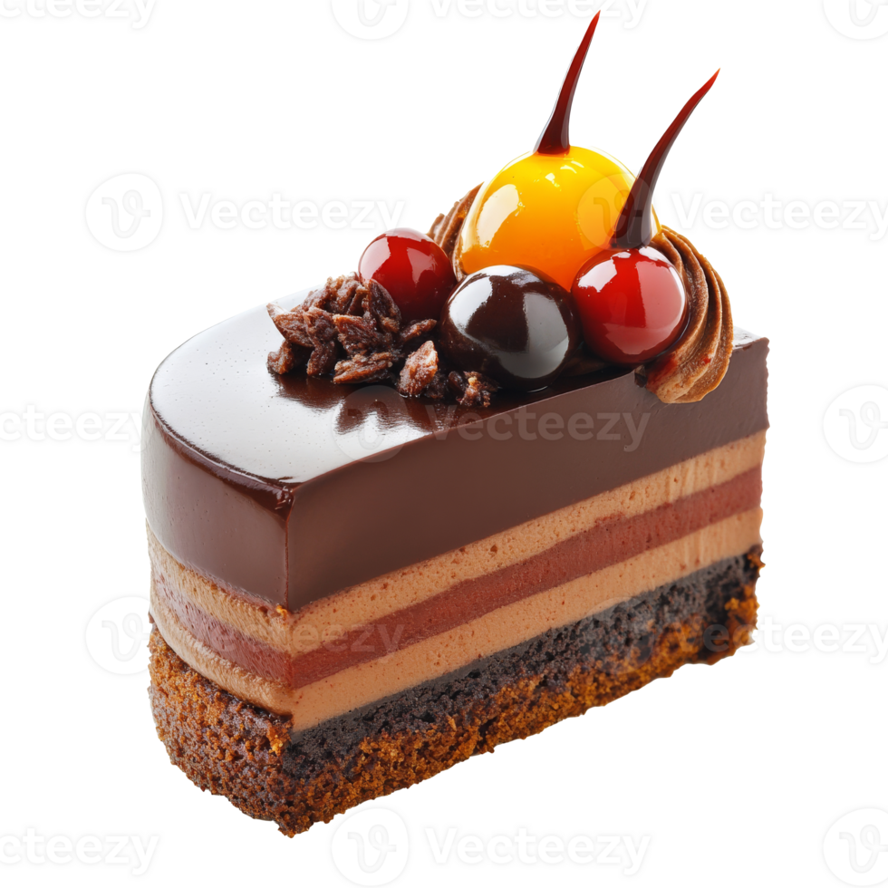Layered chocolate dessert with fruit png