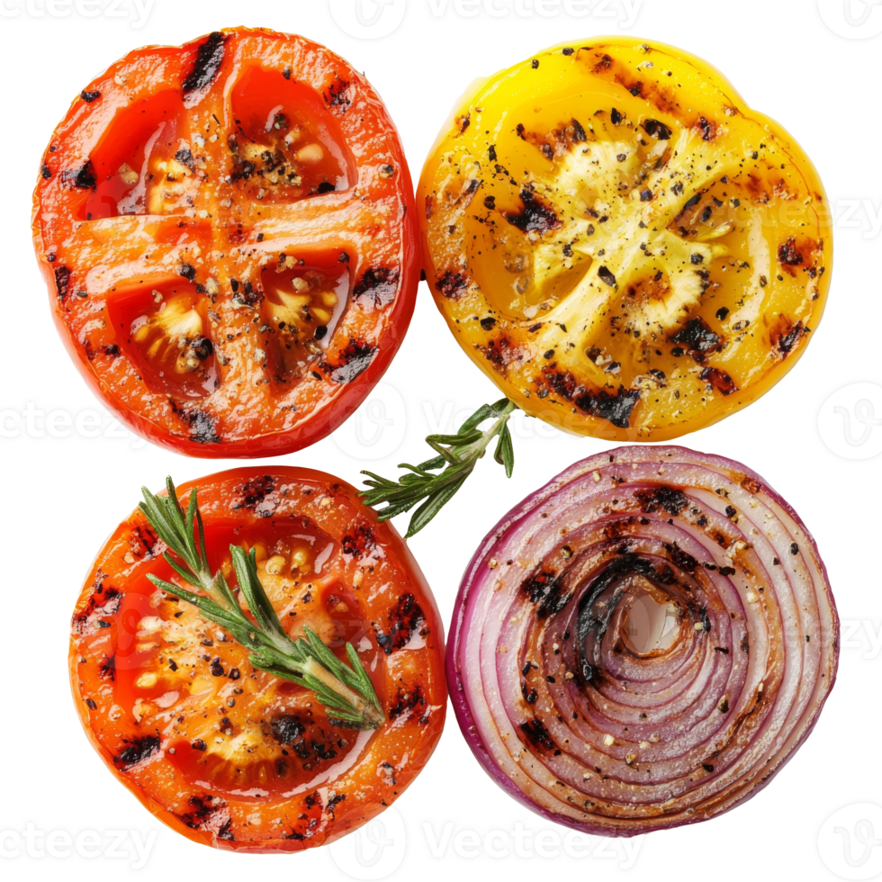 Vibrant, flavorful grilled vegetables png