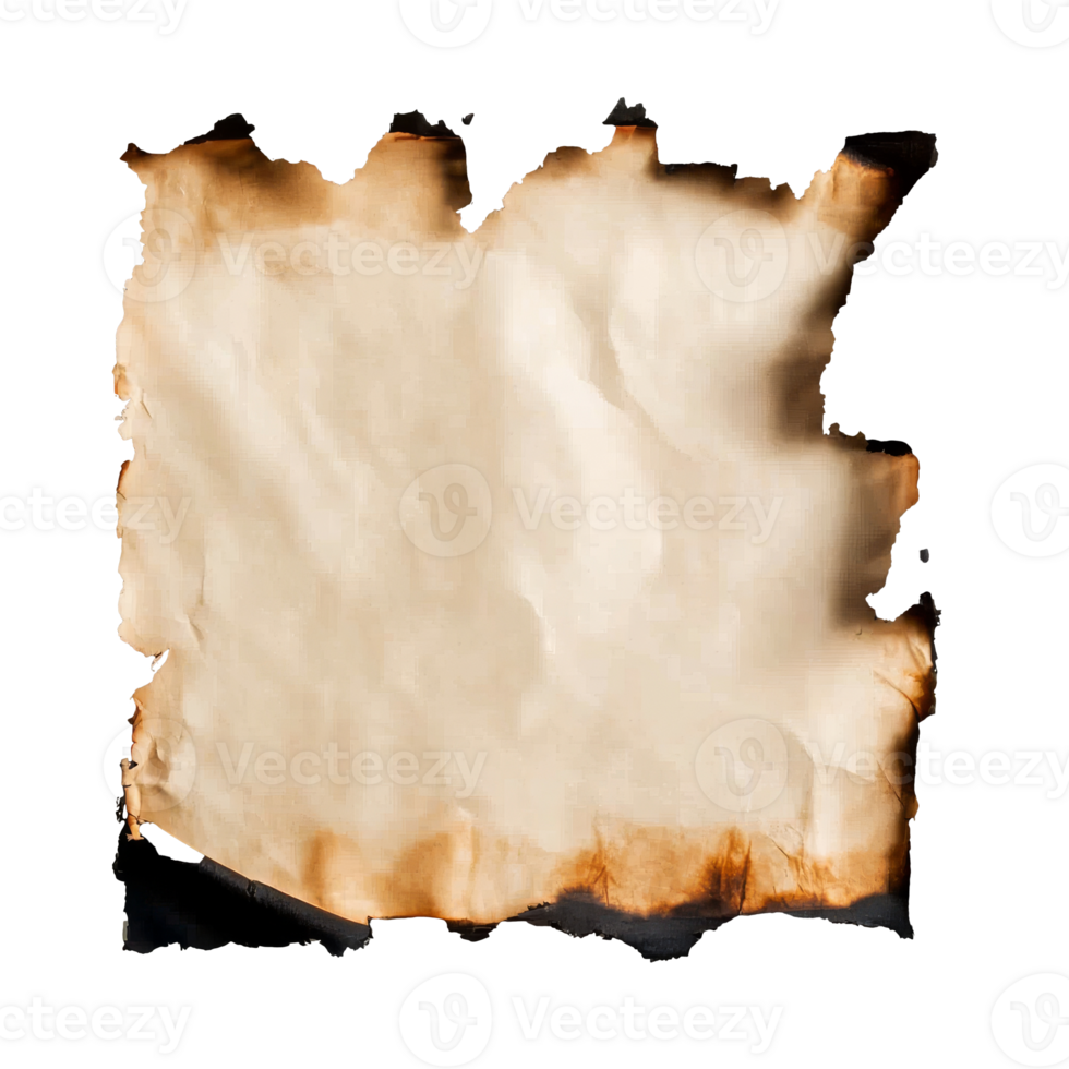Vintage paper with burnt edges and aged texture png
