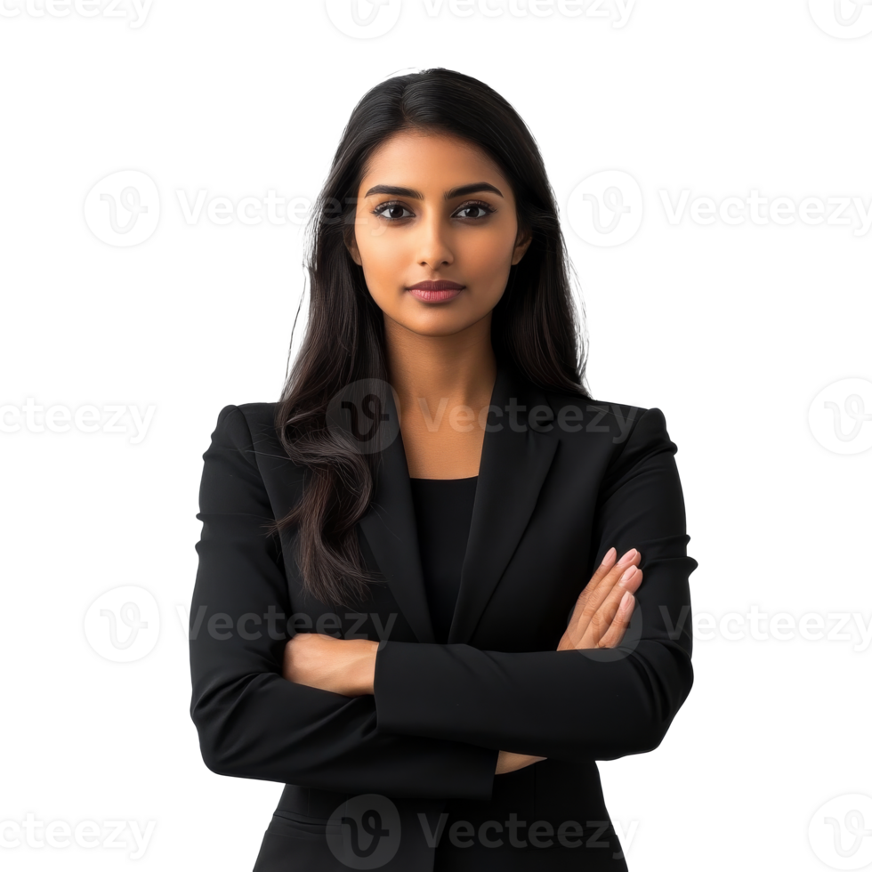Confident businesswoman standing with crossed arms png