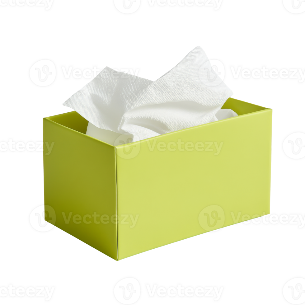 Soft tissues in a bright green box on a table png