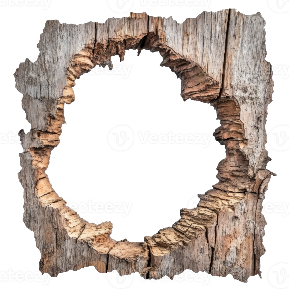 Natural wooden frame with a circular cutout design png