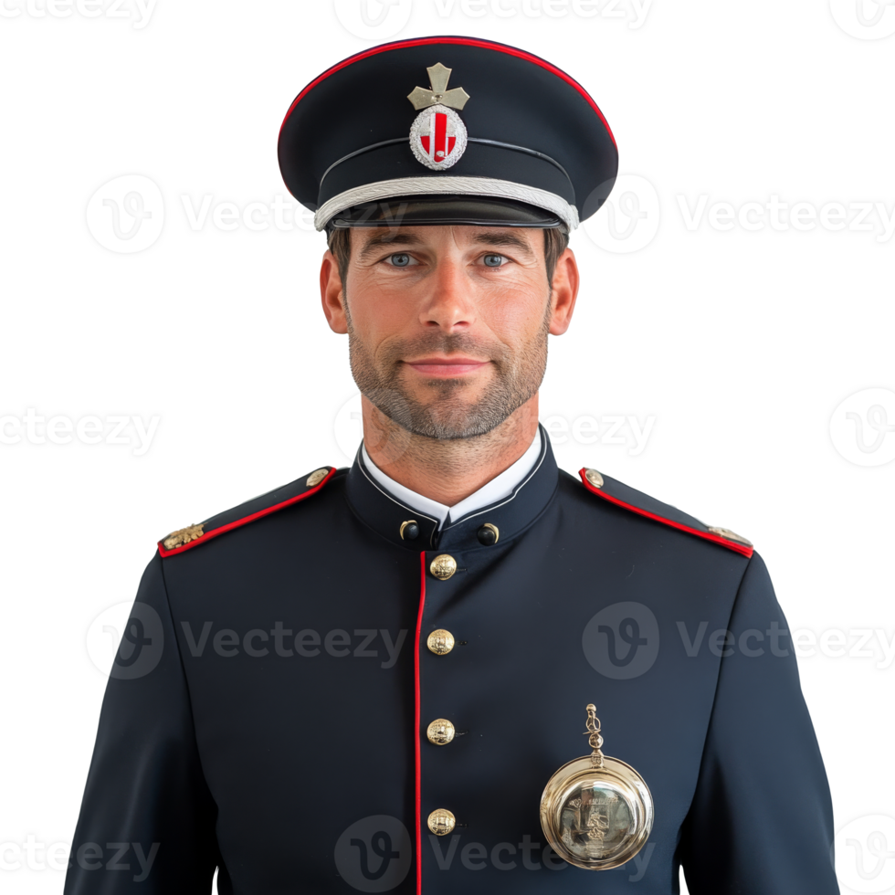 Man in traditional uniform poses for portrait png