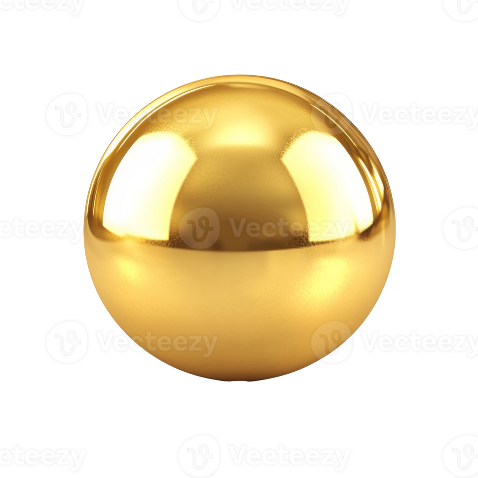 Golden sphere reflecting light in a simple setting png