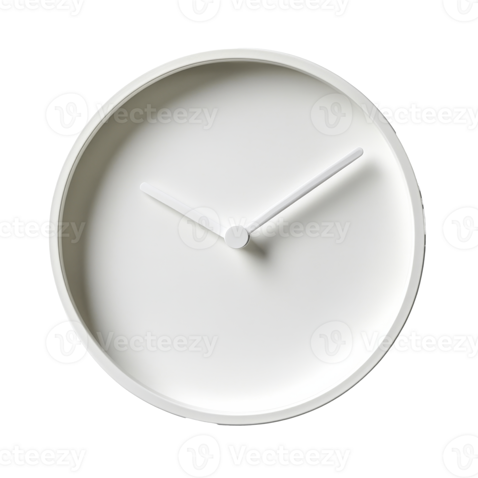 Simple white wall clock displaying time elegantly png