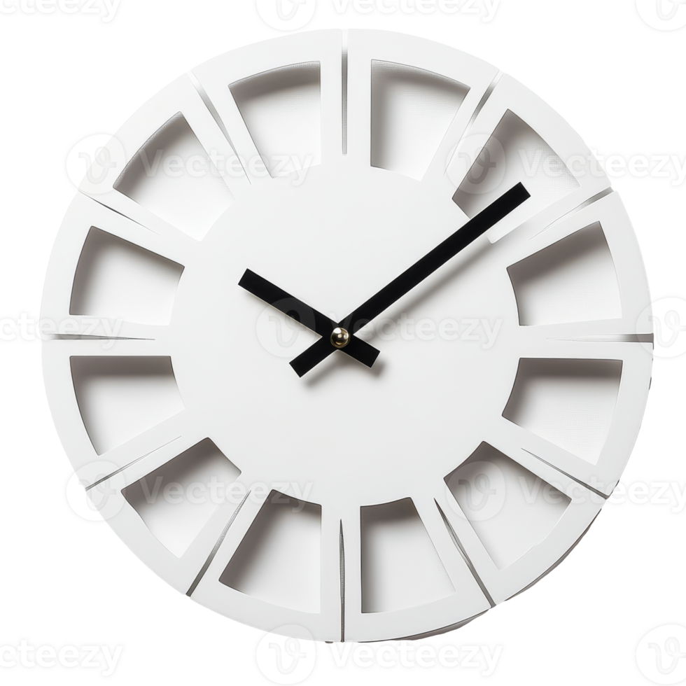 Unique modern white wall clock design png