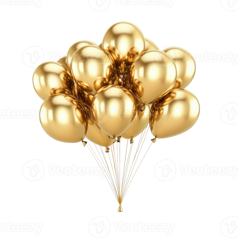 Golden balloons floating outdoors png