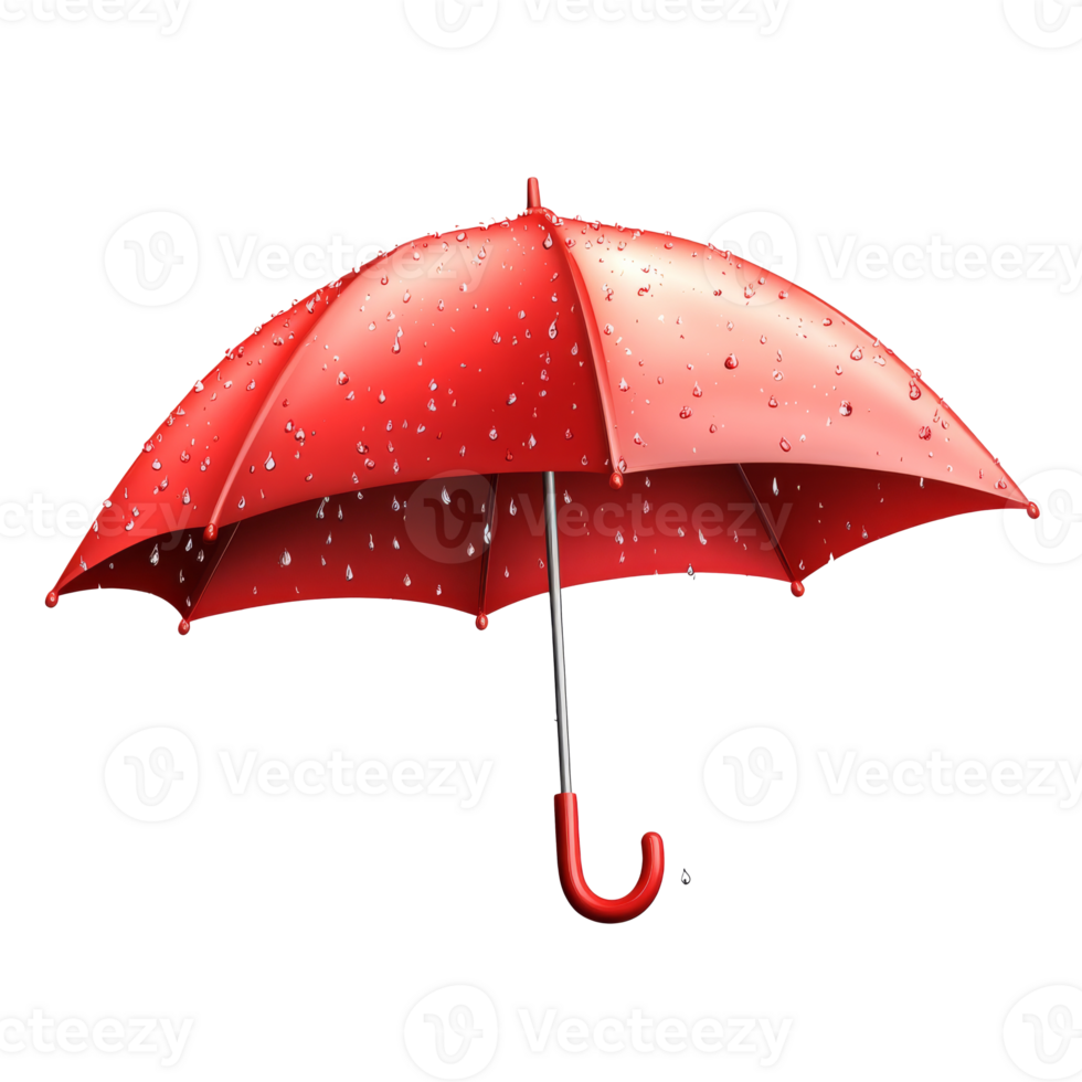 Red umbrella with raindrops on a rainy day png