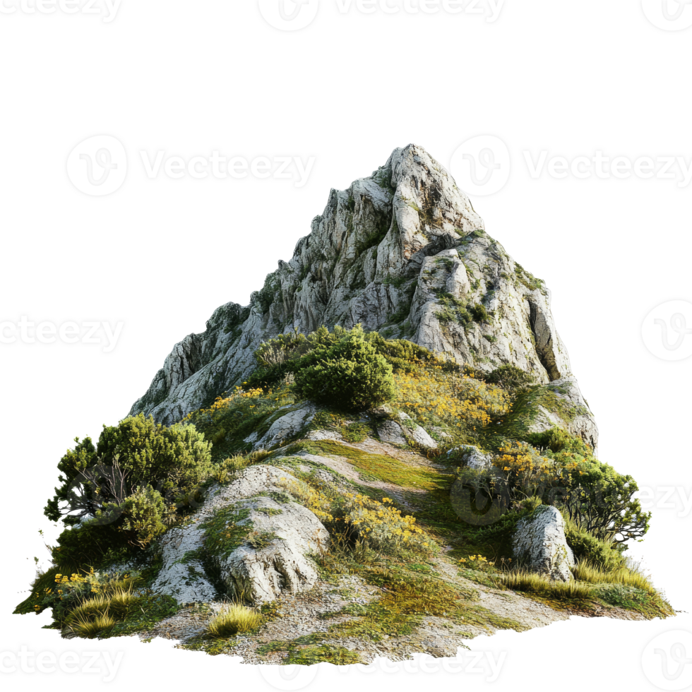 Rocky mountain peak with greenery during daytime png