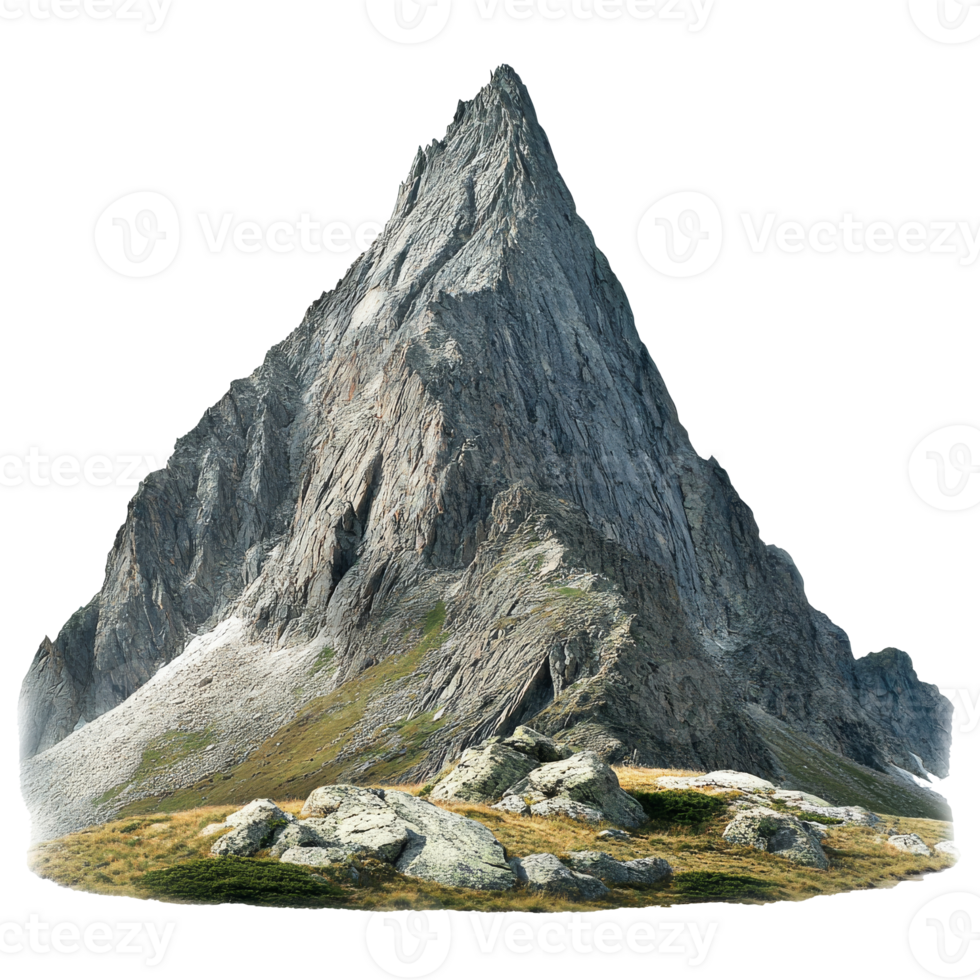 Majestic mountain peak rises above grassy terrain png