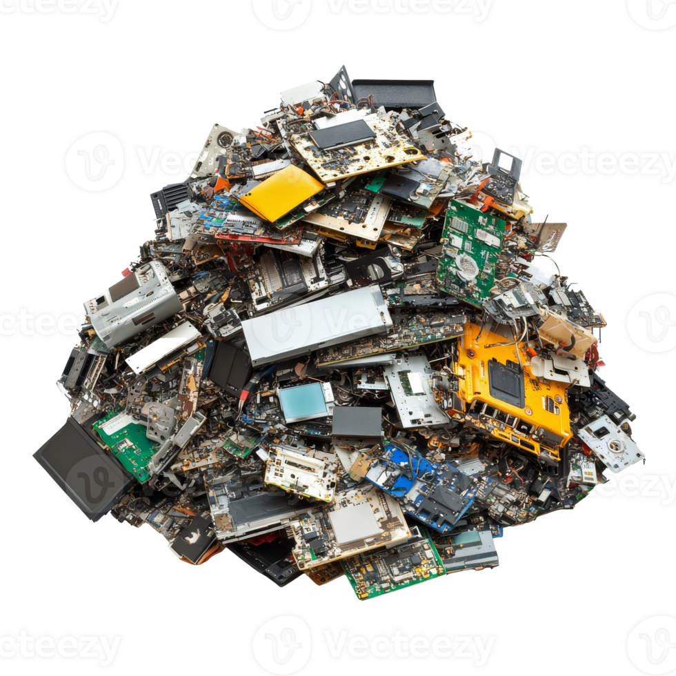 Electronic waste collected for recycling png