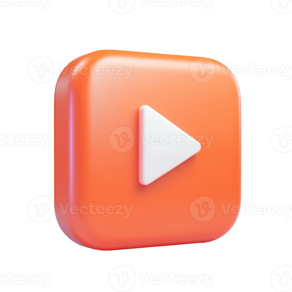 Play button icon designed in vibrant orange color png