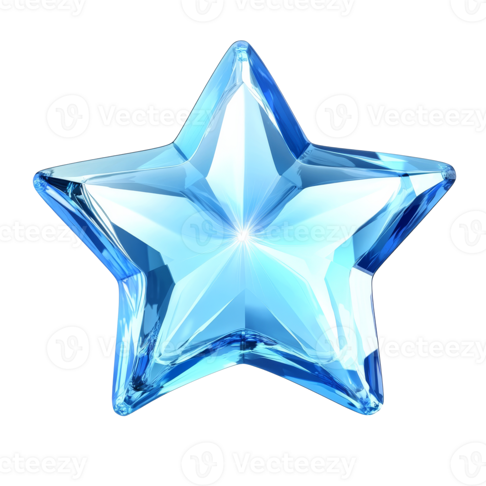 Blue star crystal decor on white png
