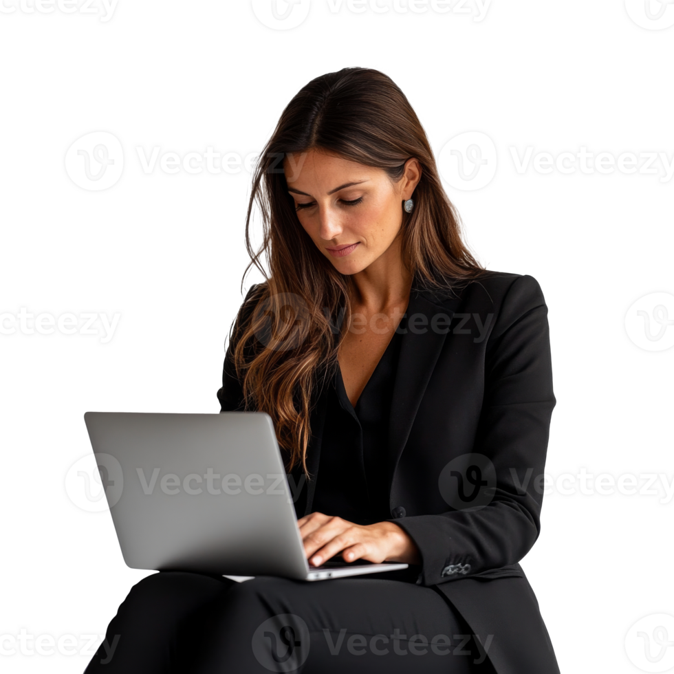 Businesswoman on laptop png