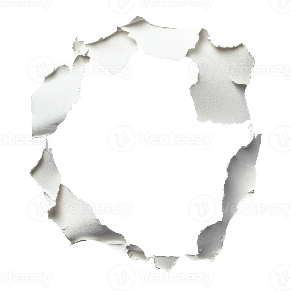 Torn paper reveals empty space in a circular shape png