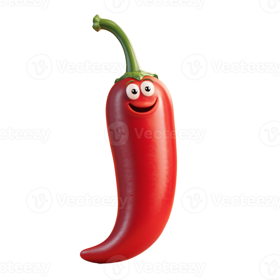 Happy red chili pepper with a smiling face png
