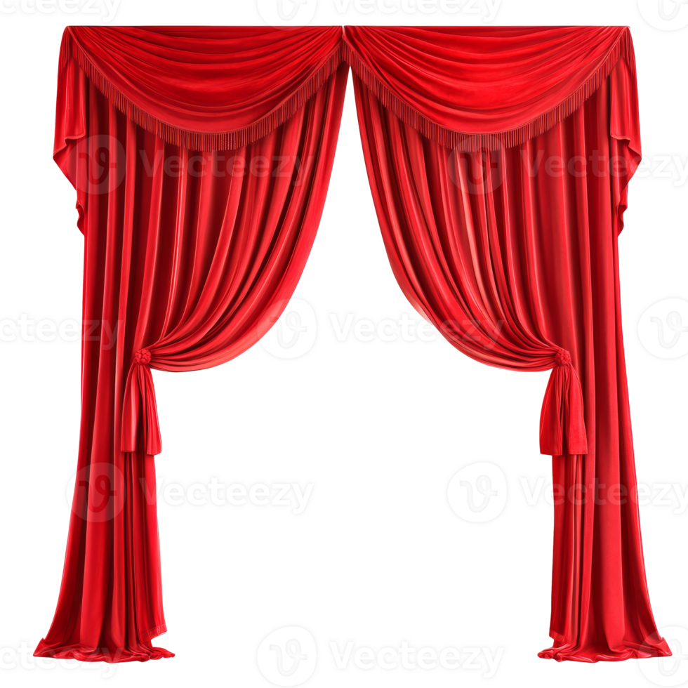 Red curtains frame a stage elegantly png