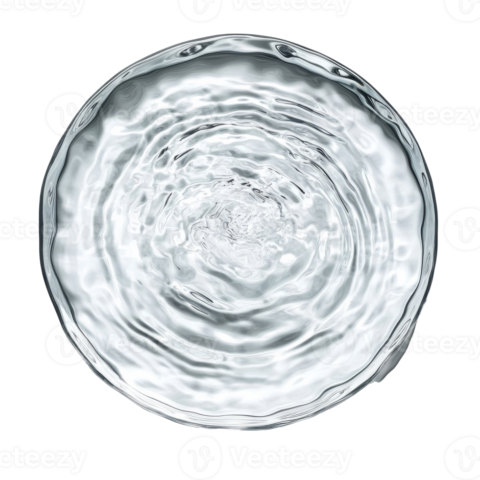 Clear circular water ripples in a shallow dish png