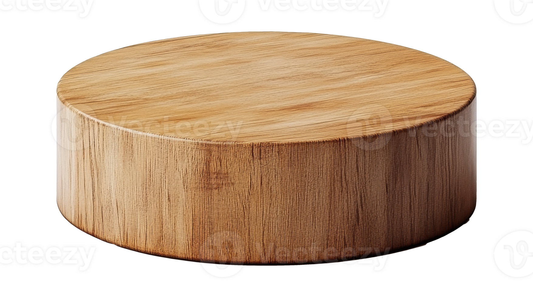 Natural finished round wood table png